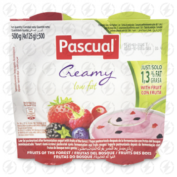 PASCUAL CREAMY LOW FAT YOGURT FRUITS OF THE FOREST 4 X 125 G 
