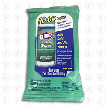 CLOROX DISINFECTANT TO GO WIPES 9'S