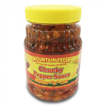 MOUNTAIN FRESH CHUNKY PEPPER SAUCE MOTHER "IN" LAW 375 ML