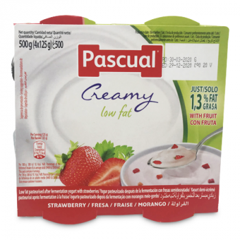 PASCUAL CREAMY LOW FAT YOGURT STRAWBERRY 4 X 125 G 