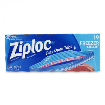 ZIPLOC EASY OPEN TABS 19 FREEZER QUART 17.7CMX18.8CM