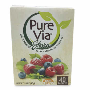 PURE VIA STEVIA SWEETENER  40 PACKETS 