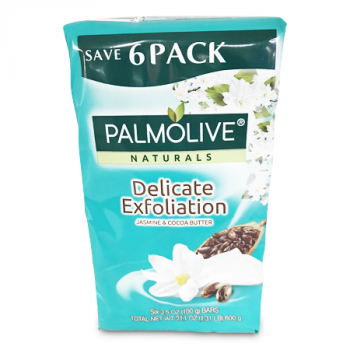 PALMOLIVE DELICATE EXFOLIATION JASMINE & COCA BUTTER SOAP 6PK