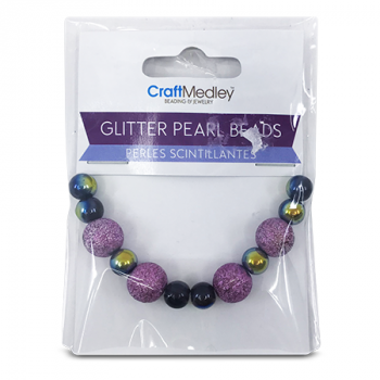 CRAFT MEDLEY GLITTER PEARL BEADS PURPLE 