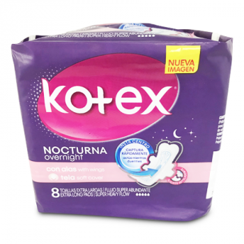 KOTEX MAXI OVERNIGHT W/WINGS 8'S