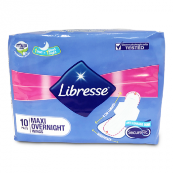 LIBRESSE MAXI OVERNIGHT PADS 10'S