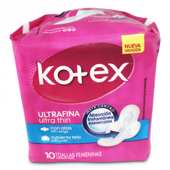 KOTEX UTRA THIN W/WINGS 10'S