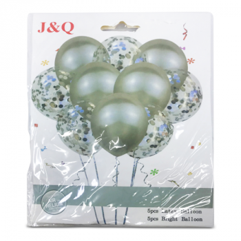 MS IMPORTS SILVER LATEX CONFETTI BALLOON SET 5PCS 