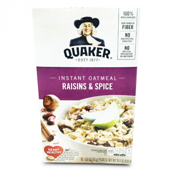 QUAKER INSTANT OATMEAL RAISINS & SPICE 43G