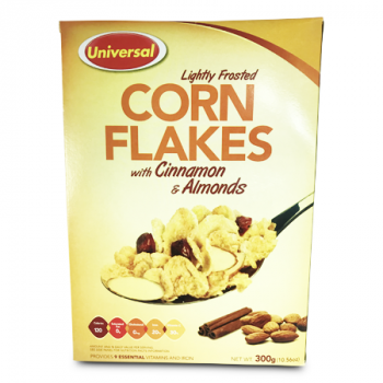 UNIVERSAL CORN FLAKES W/CINNAMON & ALMONDS 300G