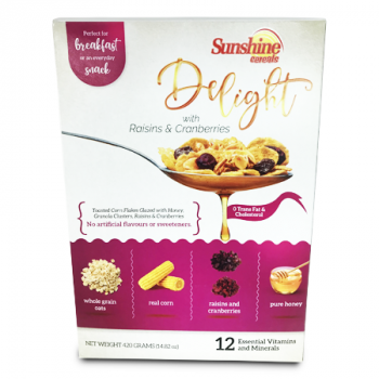 SUNSHINE CEREALS DELIGHT W/RAISINS & CRANBERRIES 420G