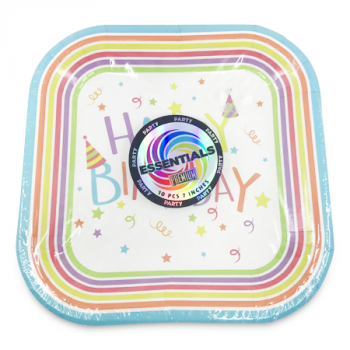 ESSENTIALS HAPPY BIRTHDAY PAPER PLATE 7" 10PCS 