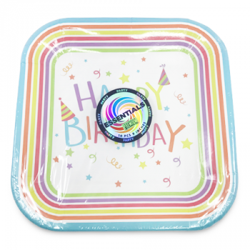 ESSENTIALS HAPPY BIRTHDAY PAPER PLATES 9" 10PCS 