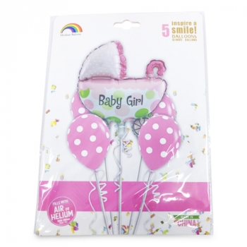 MS IMPORTS BABY GIRL FOIL BALLOON BOUQUET 5PCS 