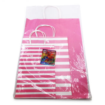 ESSENTIALS PLAIN PINK GIFT BAG SET 3PCS 