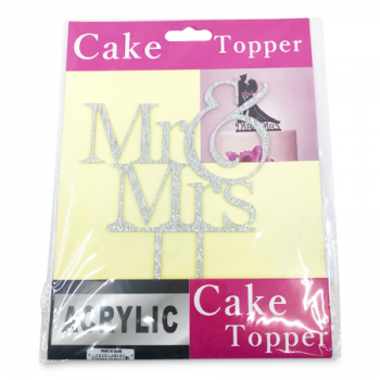 MS IMPORTS SILVER MR & MRS CAKE TOPPER 