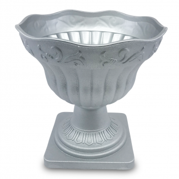 MS IMPORTS SILVER PLASTIC PEDESTAL POT 9"LX9"W