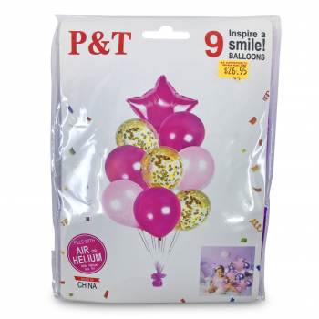 CONFETTI PINK BOUQUET BALLOON SET 9PCS 