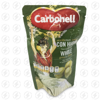 CARBONELL WHOLE GREEN OLIVES 185 G 