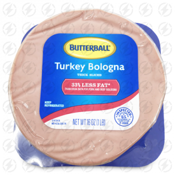 BUTTERBALL TURKEY BOLOGNA THICK SLICED 33% LESS FAT 16 OZ 
