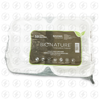 BIONATURE  COMPOSTABLE CONTAINERS 50 UNITS 8.0"X8.0"X2.75"