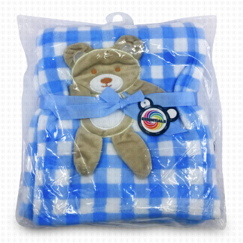 MS IMPORTS PLUSH BABY BLANKET W/BEAR 